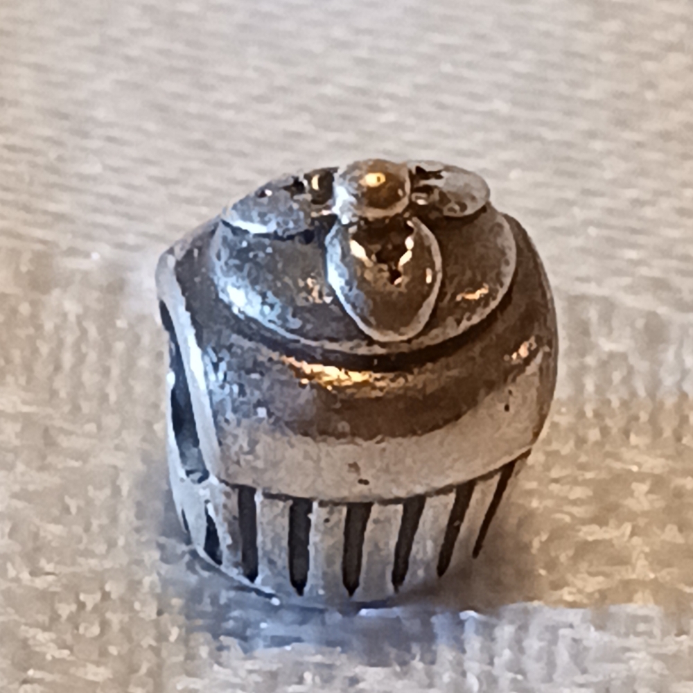 Pandora Sterling Silver and 14k Gold Retired Cupcake Charm
